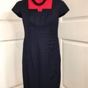 Navy Dress with Front Neck Splice